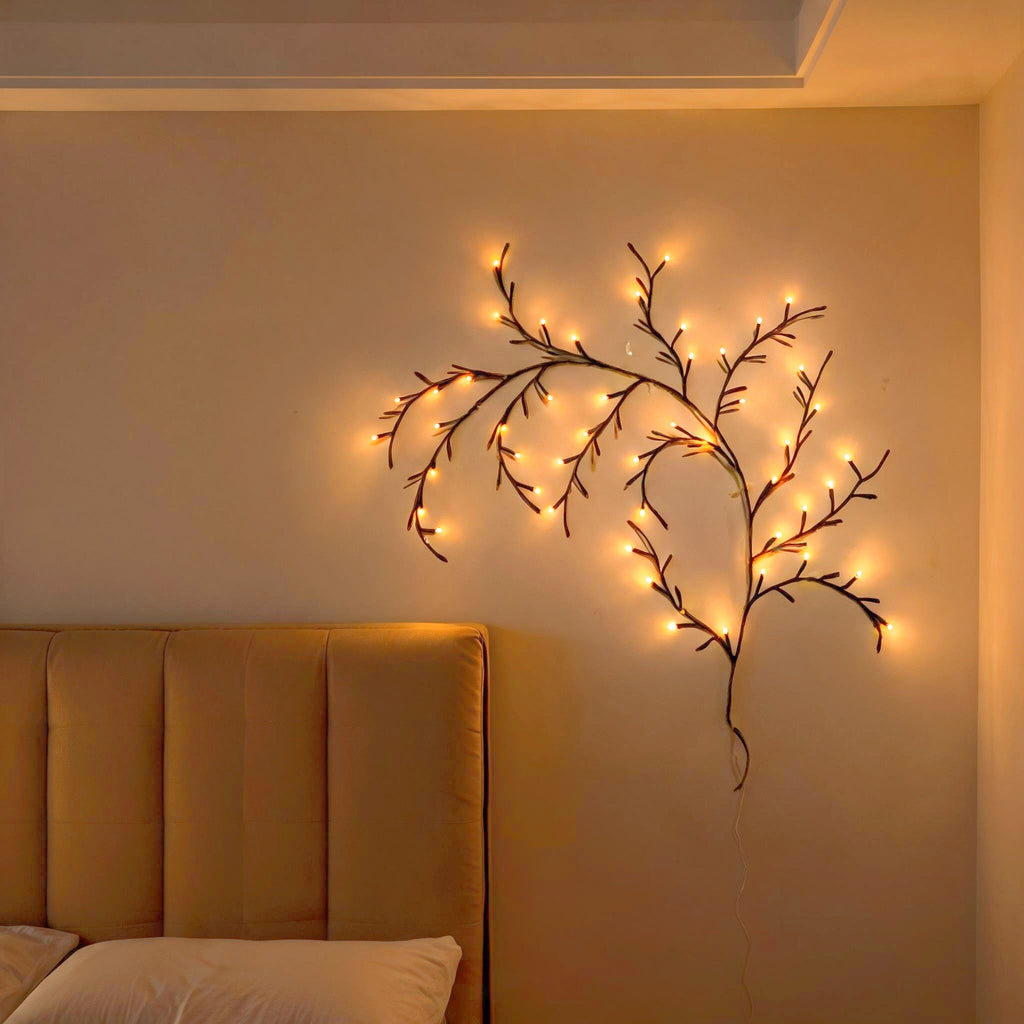 2,3m LED Weidenzweig Lichterkette mit Fernbedienung – 144 LEDs Weidenzweig Lampe mit 8 Modi & USB, Biegbare Wanddeko Lichterkette für Schlafzimmer, Wohnzimmer & Festdeko