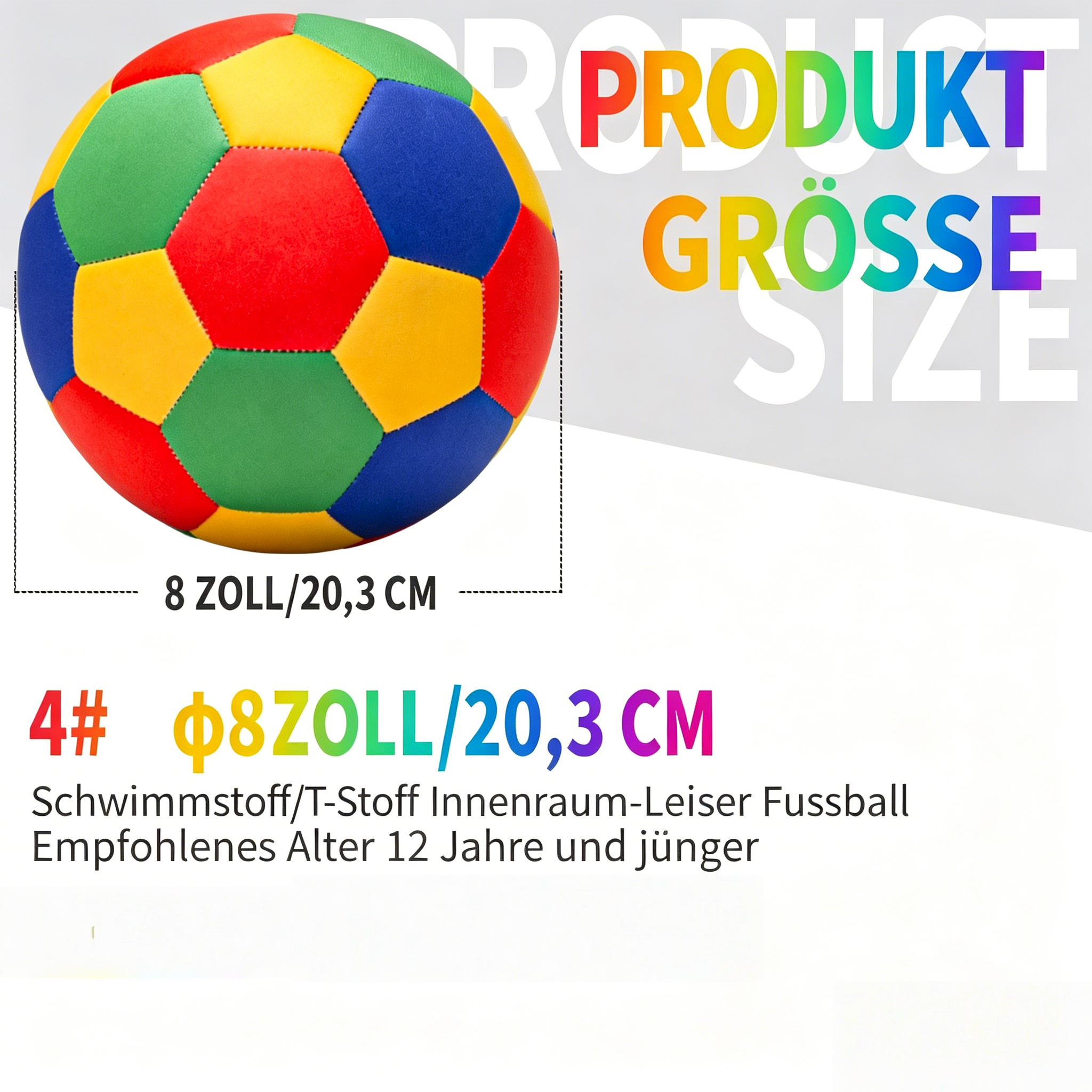Geräuscharmer Neopren Fußball Größe 4: Weicher & wasserdichter Softfußball für Strand & Halle