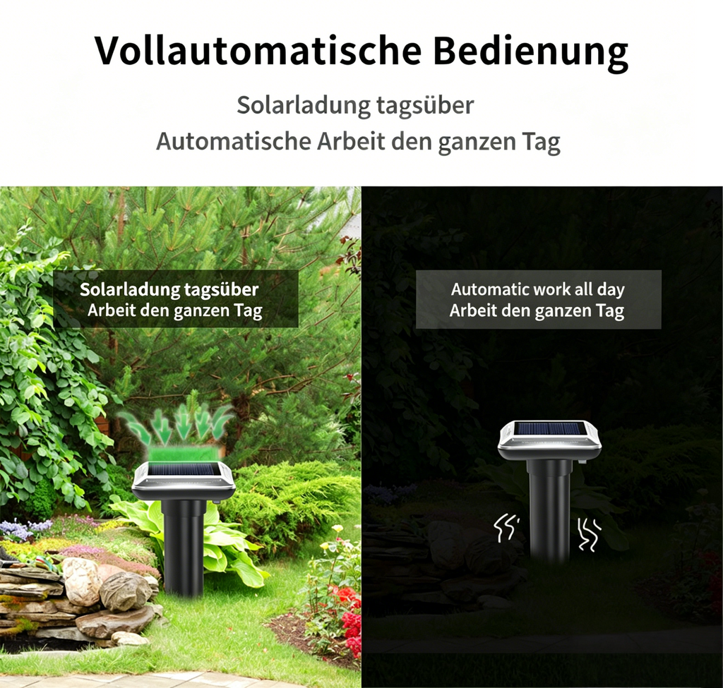 Solar Maulwurfabwehr 2er-Set: Ultraschall Wühlmausschreck wasserdicht für den Garten