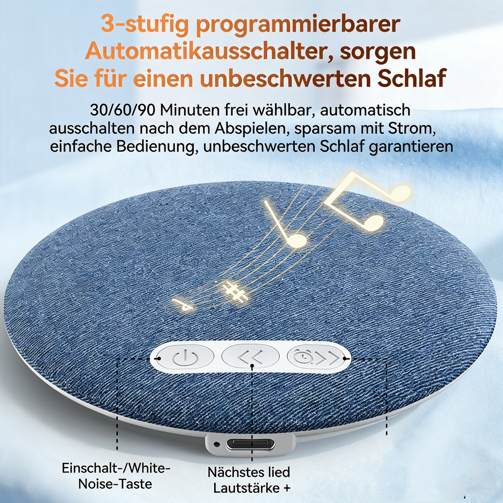 Kissenlautsprecher Bluetooth für besseren Schlaf Tragbare Einschlafhilfe mit Weißem Rauschen X3 Mini Lautsprecher unter dem Kopfkissen für tiefe Entspannung