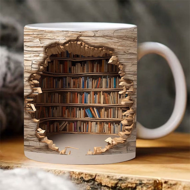 3D Lesewelt Tasse – handgefertigte Kaffeetass