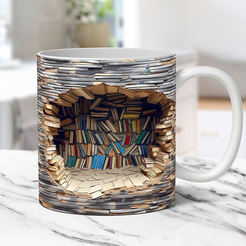 3D Lesewelt Tasse – handgefertigte Kaffeetass