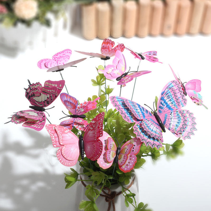 3D Schmetterling Steckdeko Doppel Schicht 10er Set PVC Garten Rasen Deko Einstecker