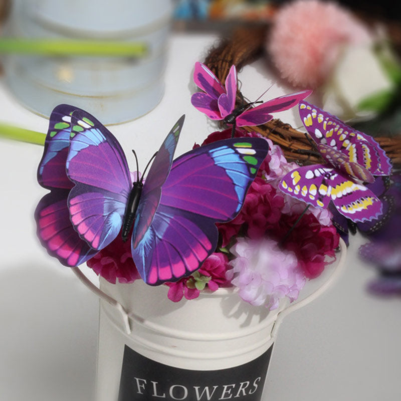 3D Schmetterling Steckdeko Doppel Schicht 10er Set PVC Garten Rasen Deko Einstecker