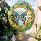 3D Windspiel Mandala Schmetterling Garten Hängedeko Edelstahl Windspiel für Terrasse & Hof