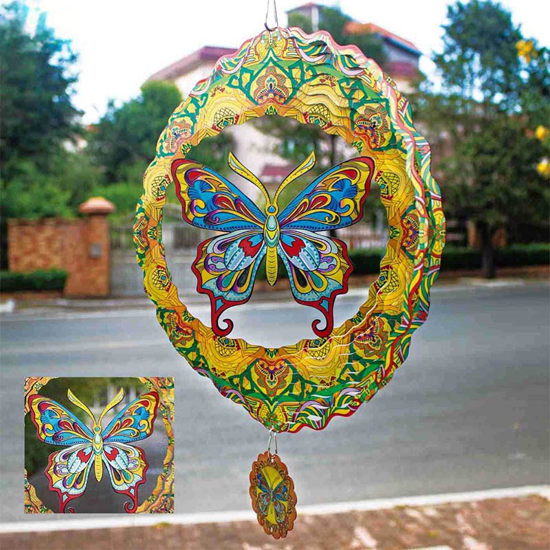 3D Windspiel Mandala Schmetterling Garten Hängedeko Edelstahl Windspiel für Terrasse & Hof