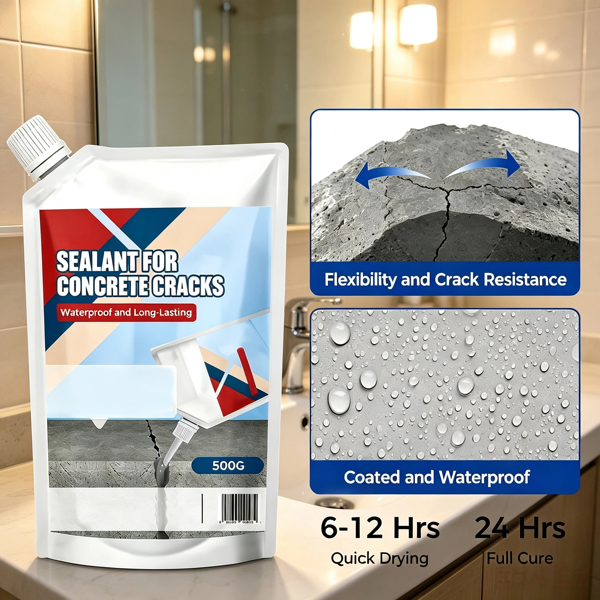 Beton Rissdichtung 500g – Wasserdichter Betonfüllstoff & Fugenmasse für Auffahrt, Gehweg, Treppen & Fliesen