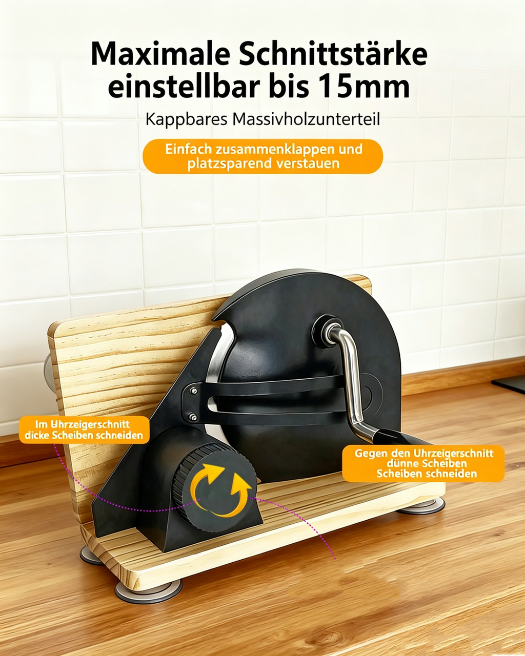 Manuelle Brotschneidemaschine mit verstellbarer Stärke: Praktischer Brotschneider für Toast & Brot