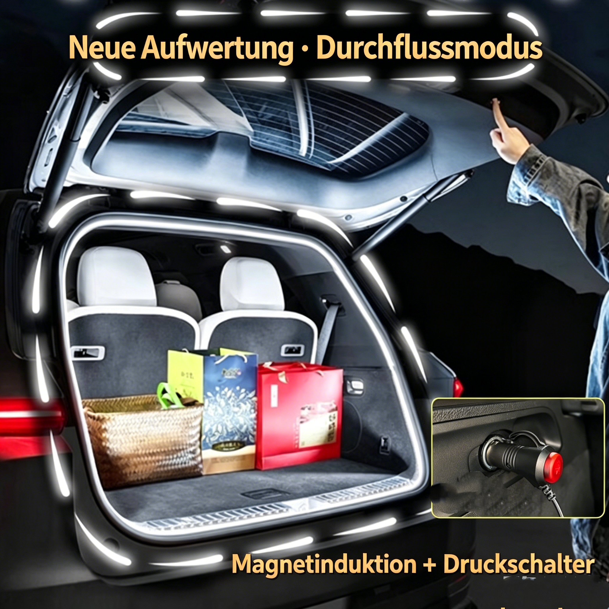 LED Kofferraumbeleuchtung mit Bewegungsmelder: Magnetische Auto-Innenbeleuchtung universell
