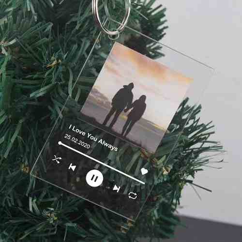 Personalisierter Acryl Musik Schlüsselanhänger mit Foto Individuelles Spotify Design mit QR Code Kreatives Fotogeschenk für besondere Momente