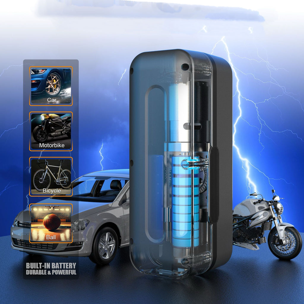 5000mAh Kabellose Luftpumpe Auto mit Digitaler Anzeige Tragbarer Reifenfüller mit Akku Kompakter Kompressor für Auto Motorrad und Fahrrad Reifen