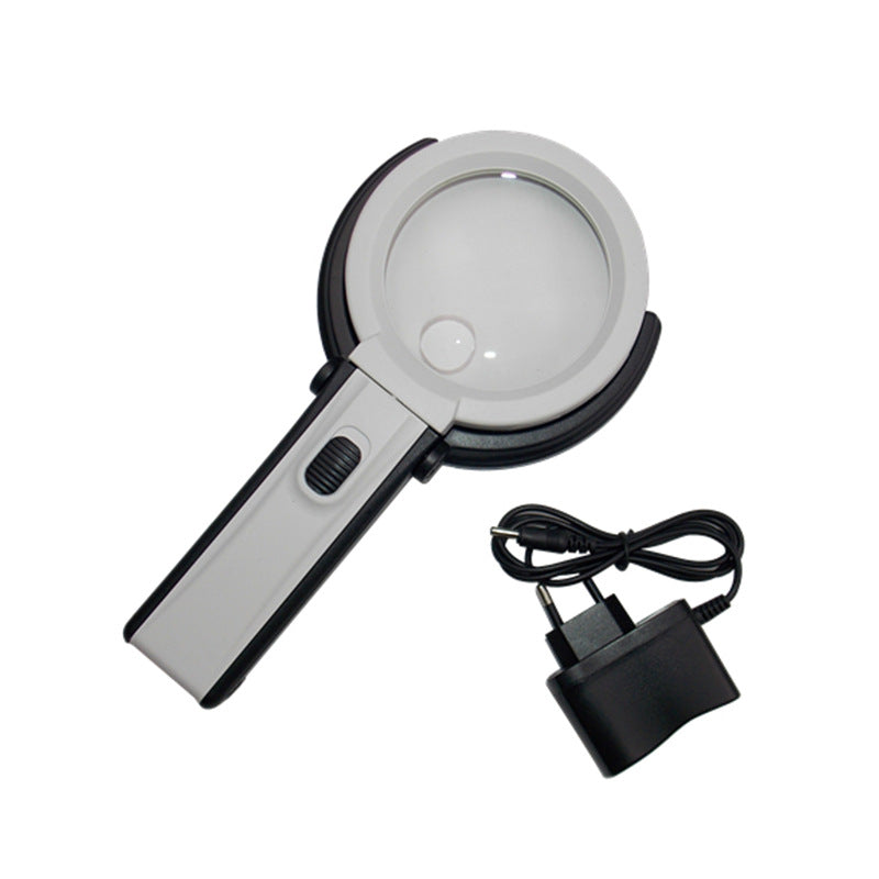 2-in-1 LED Lupe mit Licht & Standfuß – Faltbare Handlupe für Senioren zum Lesen – Tischlupe für Reparaturen & Löten – USB/Netzbetrieb oder Batterie – Verzerrungsfreie Optische Linse