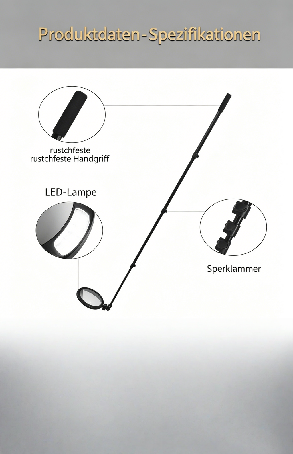 V16 Kontrollspiegel mit LED-Beleuchtung: 16cm Acryl Konvexspiegel für Unterboden- & Fahrzeugkontrolle