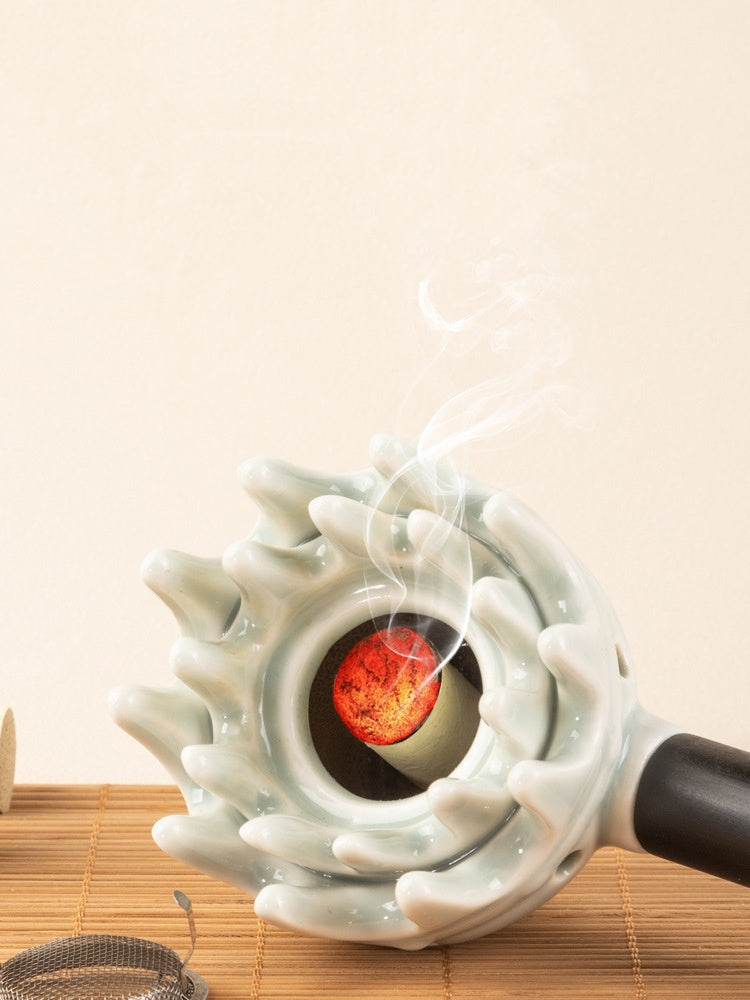 2-in-1 Handgehaltenes Moxibustion-Gerät – Wärme-Massagegerät für Ganzkörper-Entspannung – Tragbarer Guasha-Schaber aus Keramik/Holz – Wellness-Tool für Nacken, Rücken & Kopf