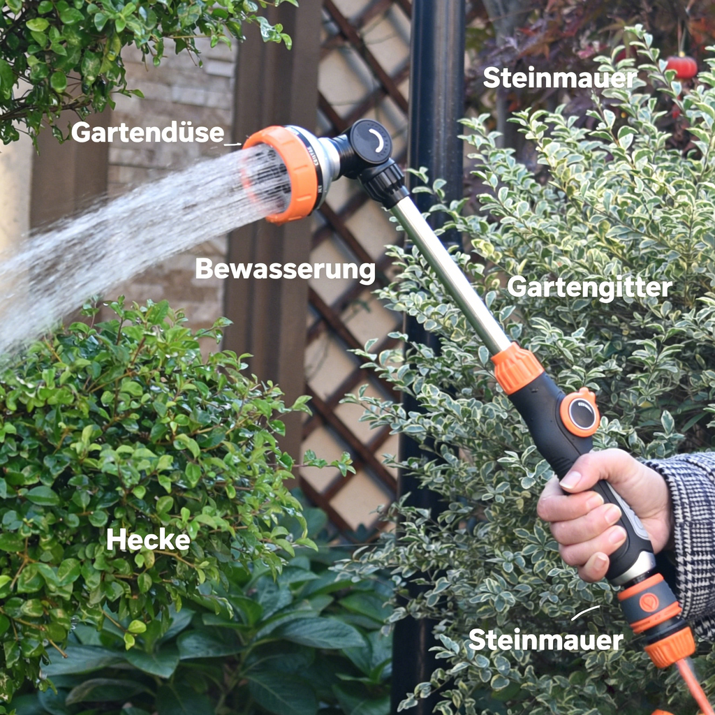 Multifunktions Gießstab für den Garten: Langer Bewässerungsstab mit verstellbarem Sprühkopf