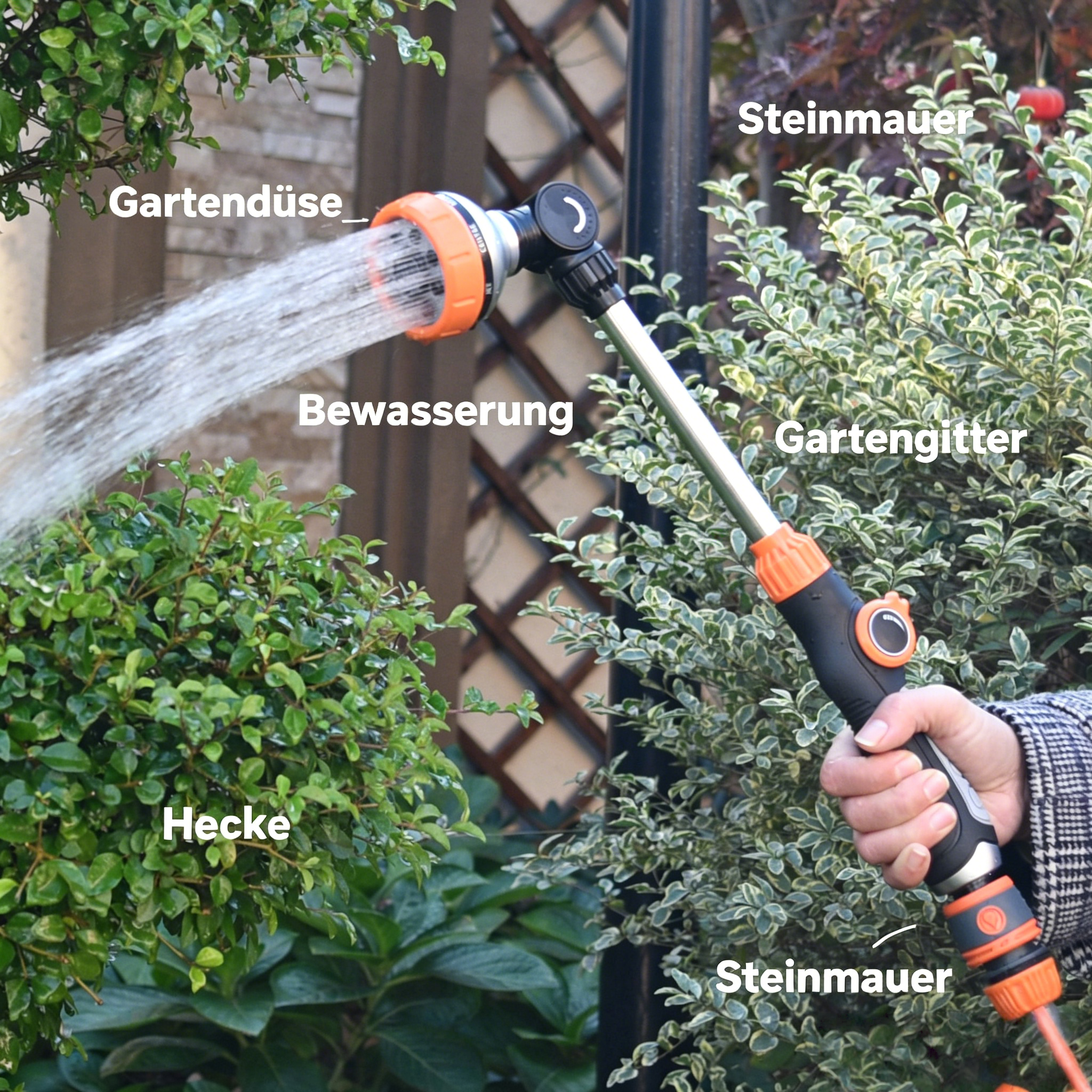 Multifunktions Gießstab für den Garten: Langer Bewässerungsstab mit verstellbarem Sprühkopf