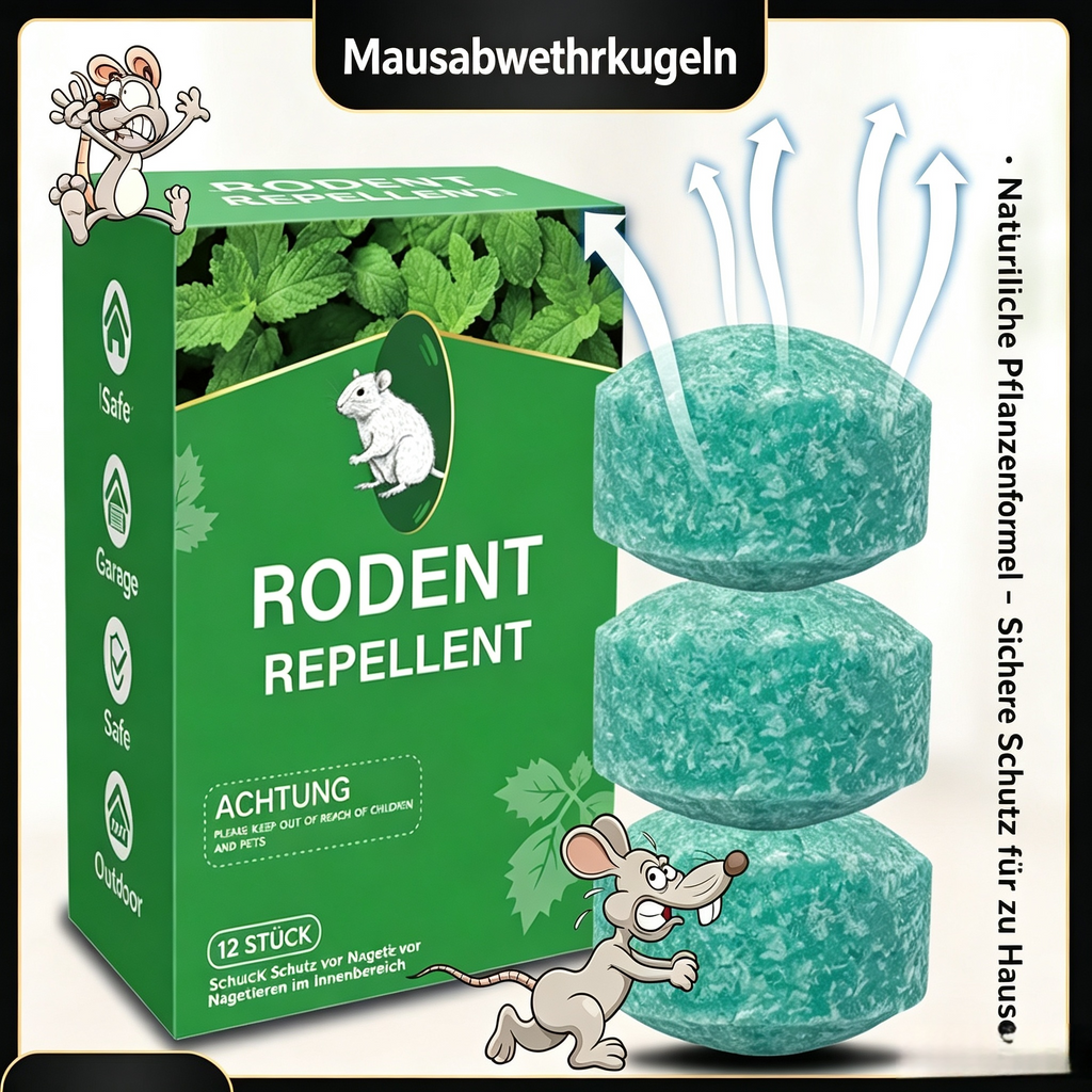 2-teiliges Set Mausabwehrkugeln mit Natürlicher Pflanzenformel – 100% Pflanzliches Nagetier-Repellent gegen Mäuse & Ratten, 30–60 Tage Schutz für Haus, Auto, Garage & Garten