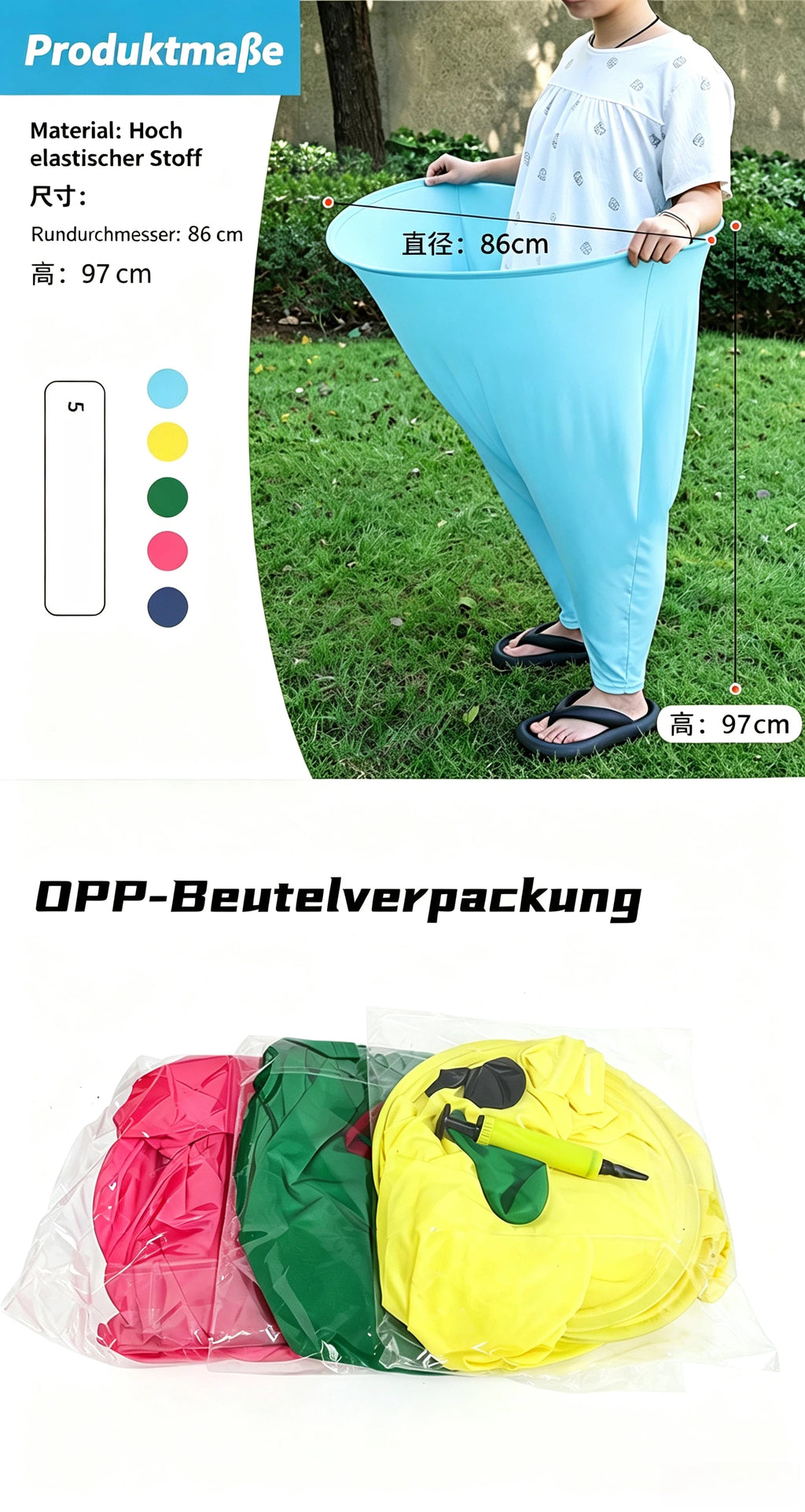 Riesen-Hosen Wurfspiel Set für Kinder & Erwachsene – Lustiges Trichter-Hosen Fangspiel mit Sandbeuteln, Wasserbällen & Luftpumpe für Outdoor, Party & Teambuilding