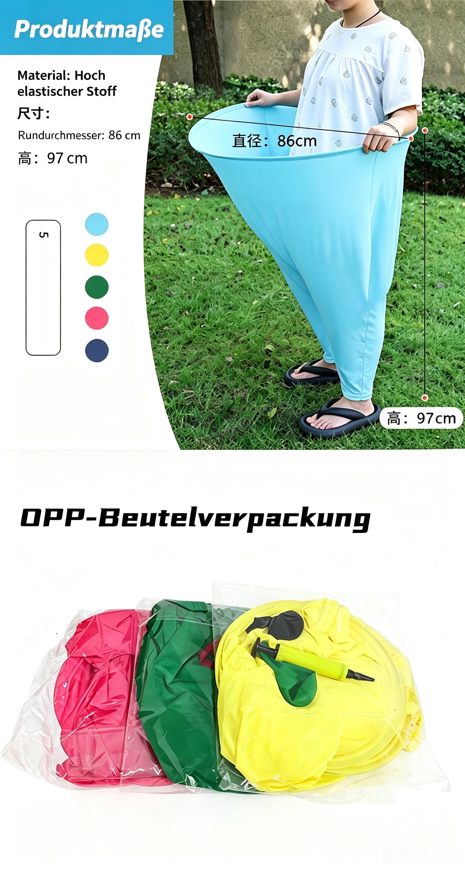 Riesen-Hosen Wurfspiel Set für Kinder & Erwachsene – Lustiges Trichter-Hosen Fangspiel mit Sandbeuteln, Wasserbällen & Luftpumpe für Outdoor, Party & Teambuilding