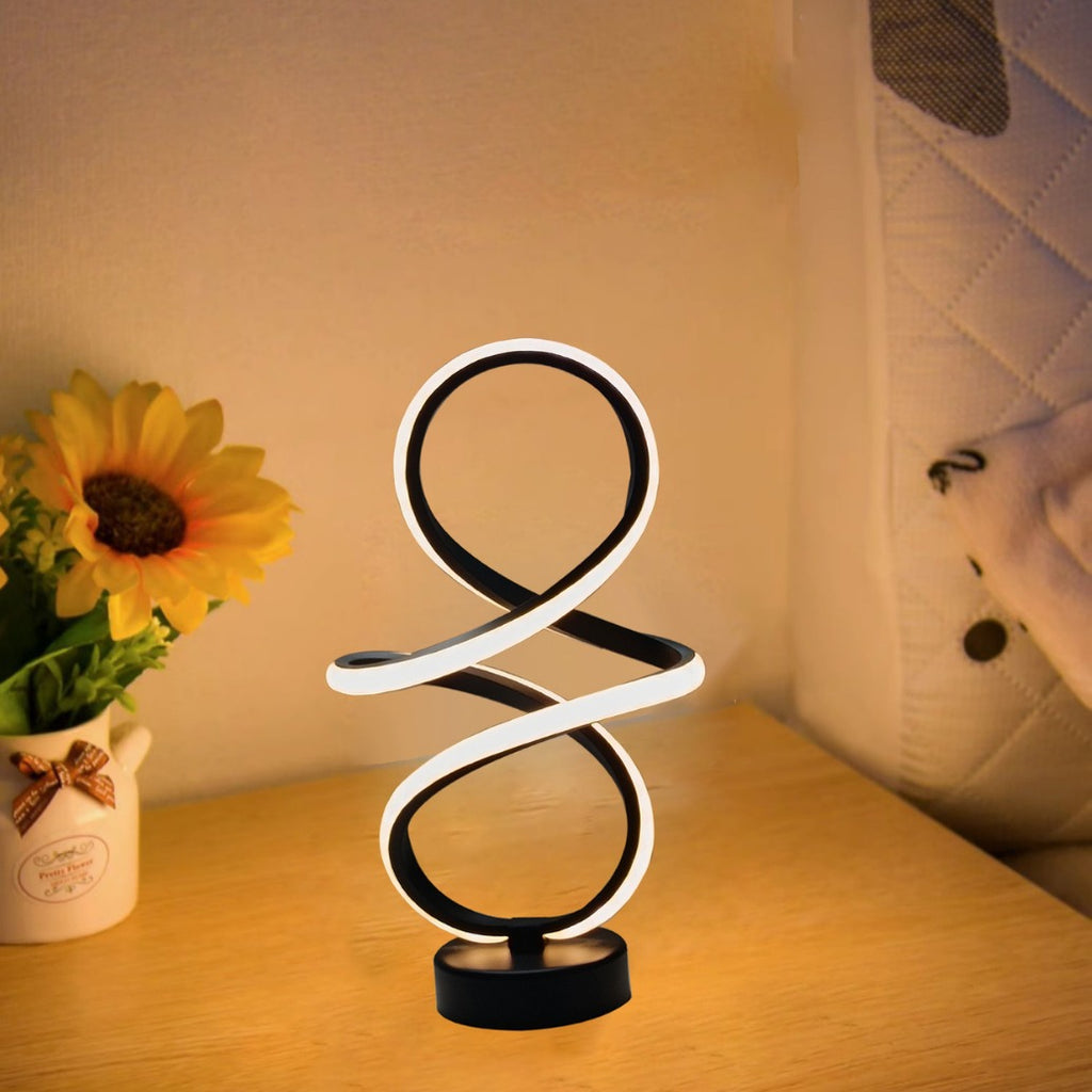 20.5*12.5*42CM Moderne RGB LED Tischleuchte Spiral – Dimmbare Smart Nachttischlampe
