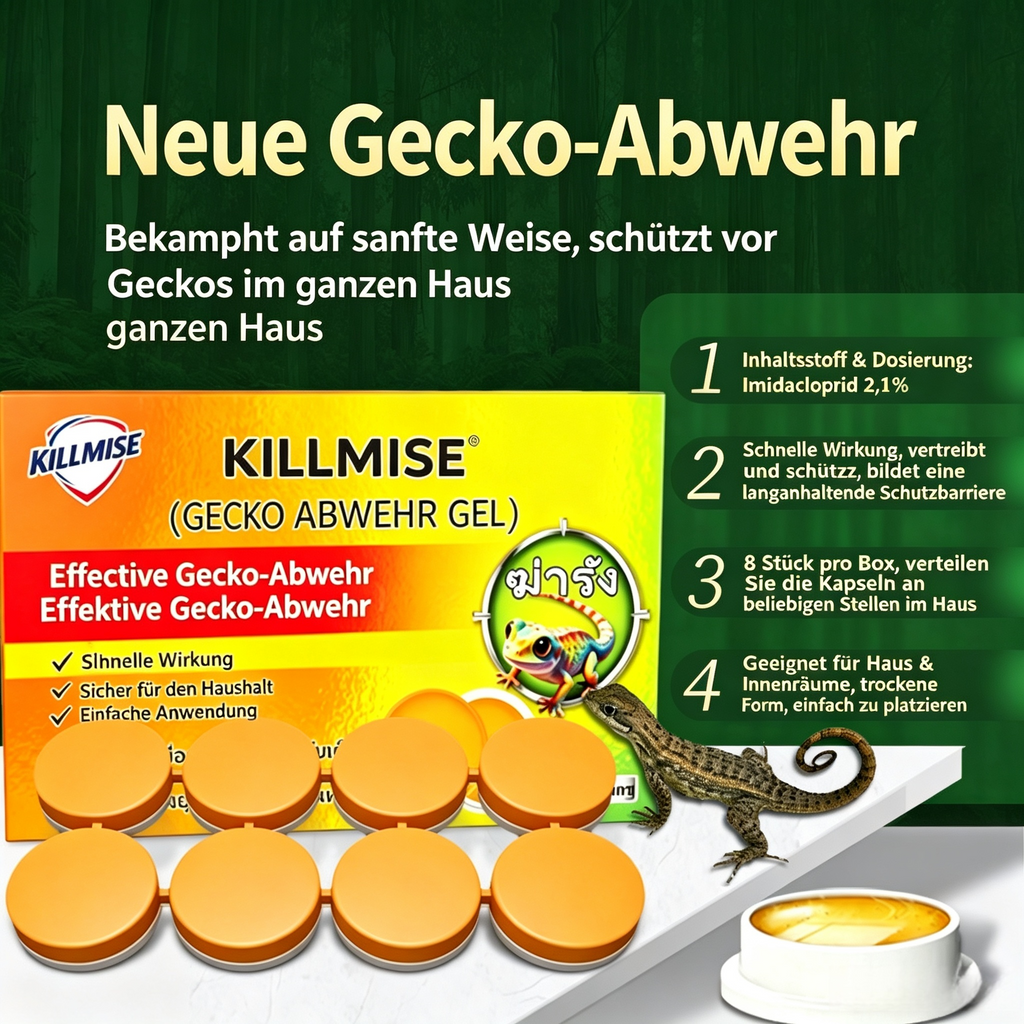 Gecko-Abwehr Gel (2er-Pack / 16 Stück) – Effektives Mittel gegen Geckos & Eidechsen, Sanfte & Schnelle Abwehr für Haus & Innenräume, Langanhaltende Schutzbarriere