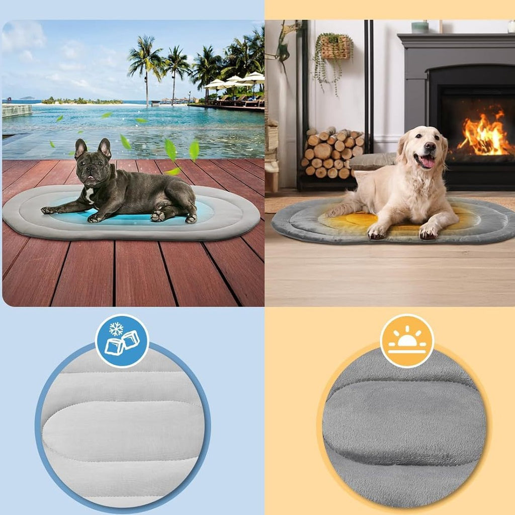 Kühlmatte für Hunde & Katzen – Beidseitig Verwendbare Kühlmatte für den Sommer – Atmungsaktive Eisseiden-Technologie – Waschbare Haustiermatte zur Kühlung