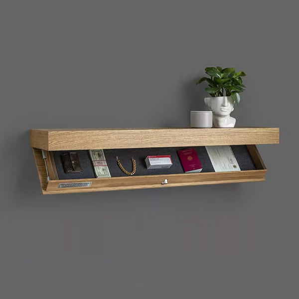 Wandregal mit Geheimfach Schwarz – Schwebendes Holzregal mit Versteckter Schublade für Wertsachen
