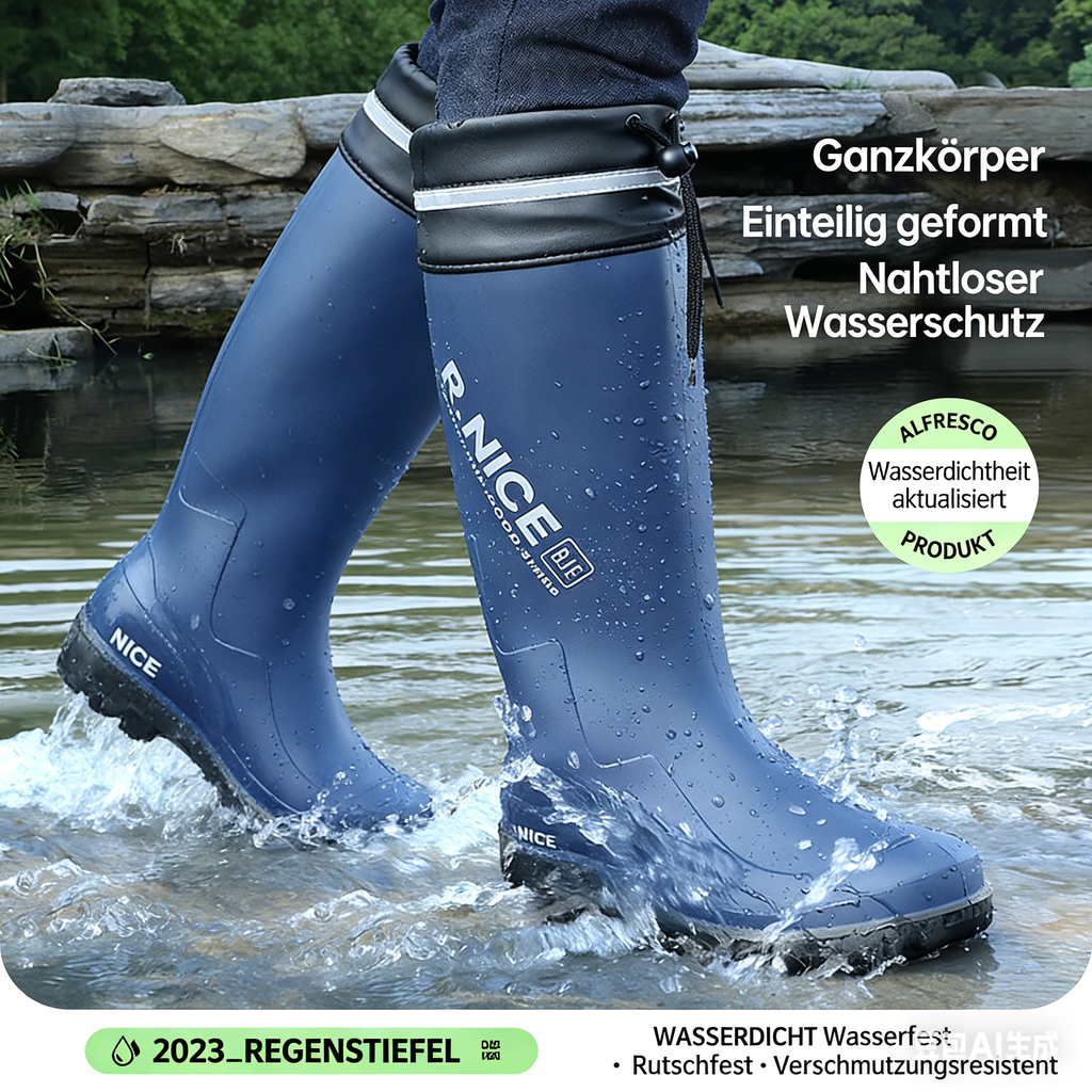 Faltbare Regenstiefel – Hohe Gummistiefel für nasses Wetter, rutschfest & langlebig