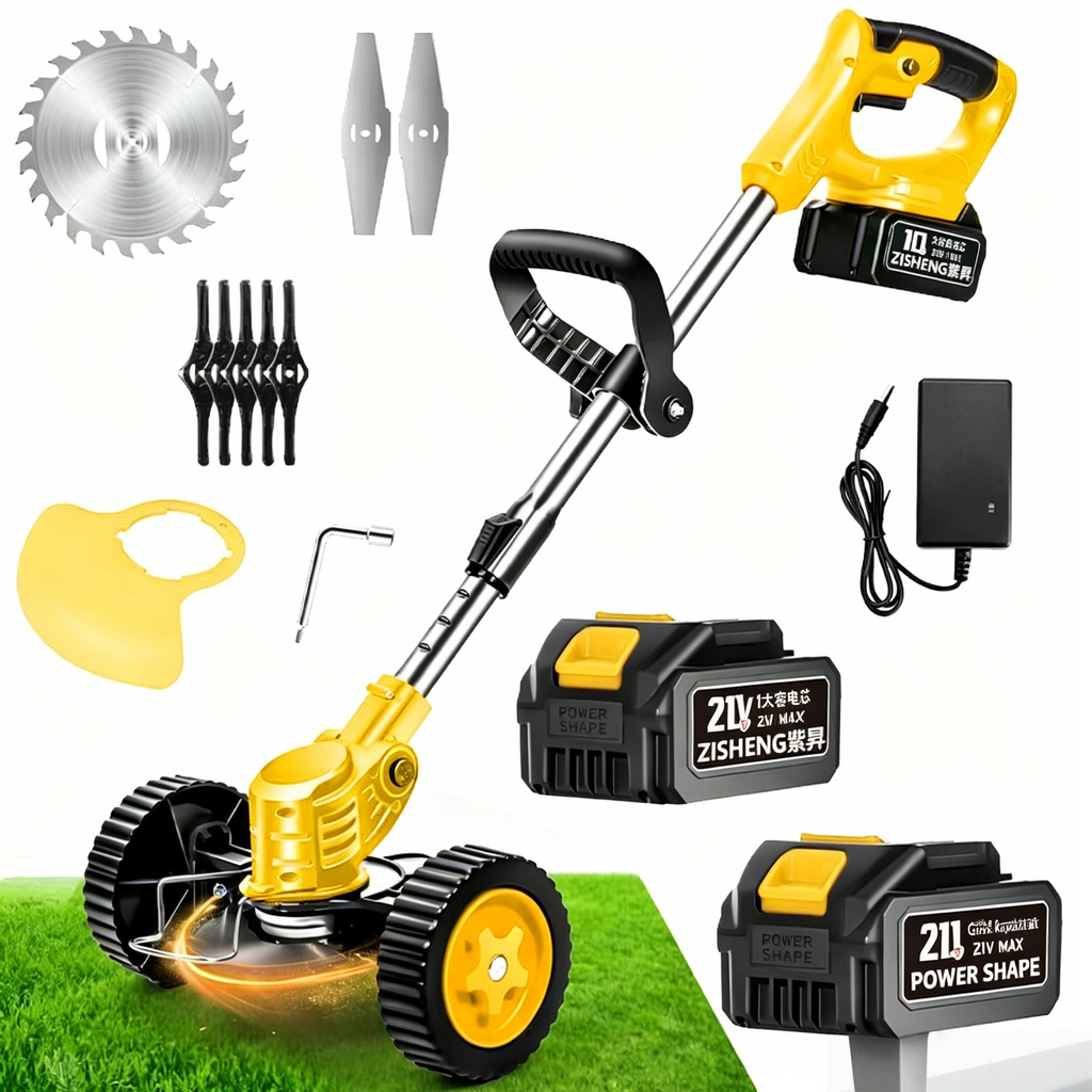 3-in-1 Akku-Rasentrimmer Set: Multifunktions-Gartengerät mit Hackfunktion für Rasen & Obstgarten