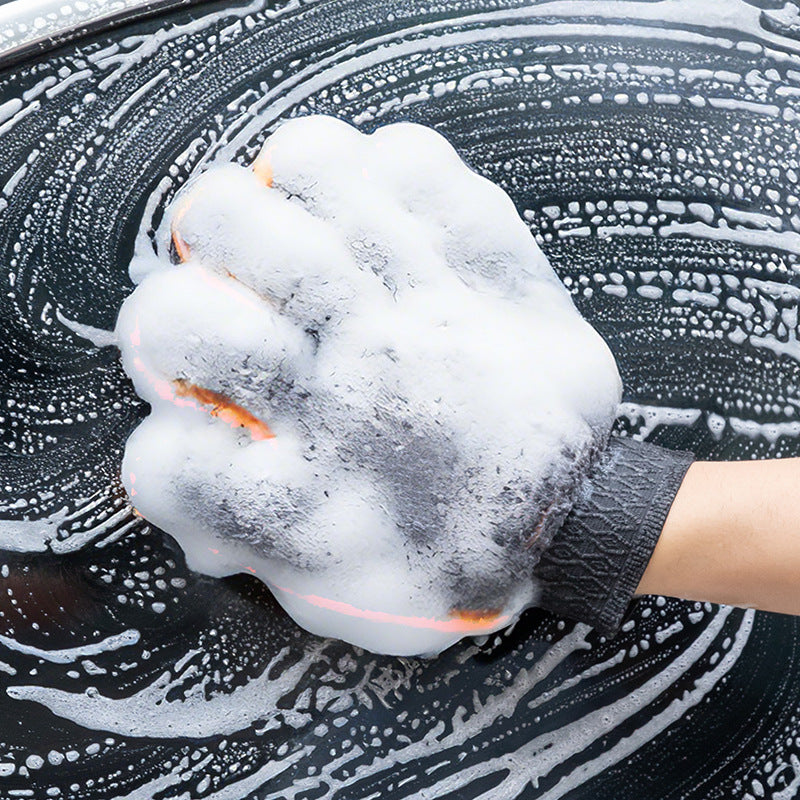 Zweiseitiger Korallenfleece Wascherhandschuh für das Auto Saugstarke Mikrofaser Reinigungshandschuhe mit fünf Fingern für die Autowäsche Lackschonend