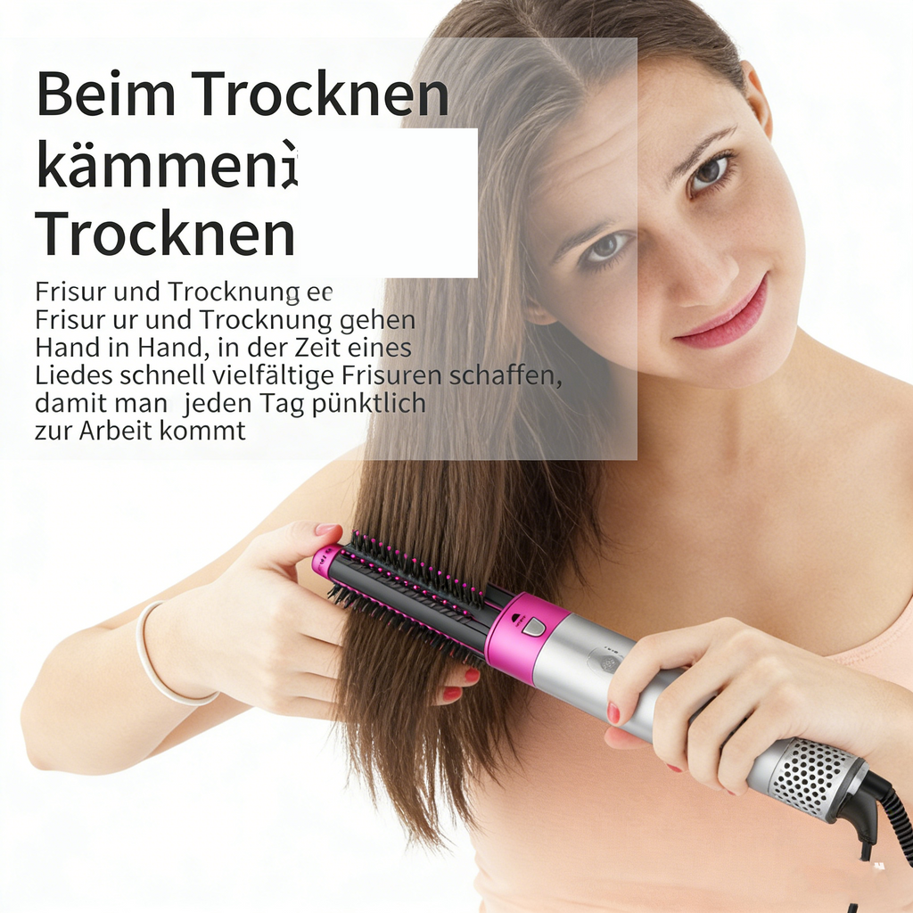 5-in-1 Haarglätter & Lockenstab – Multifunktionaler Heizbürste für Volumen, Styling & Trocken- oder Nasshaare