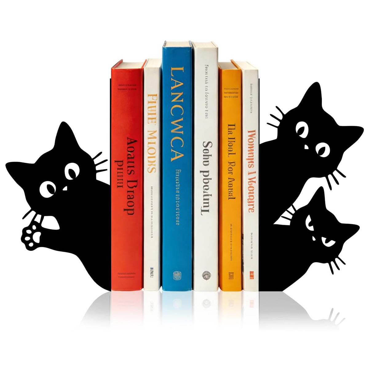 Deko Buchstützen Schwarze Katzen aus Metall – Nützliche & Süße Buchstütze für Schreibtisch, Kinderzimmer, Buchstützen Set für Bücher, Alben & Kochbücher