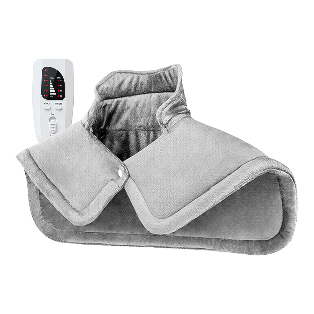 Elektrisches Heizcape für Schulter und Nacken mit Druckknöpfen Ergonomisches Wärmekissen aus Weichem Flanell Abschaltautomatik für Sichere Entspannung