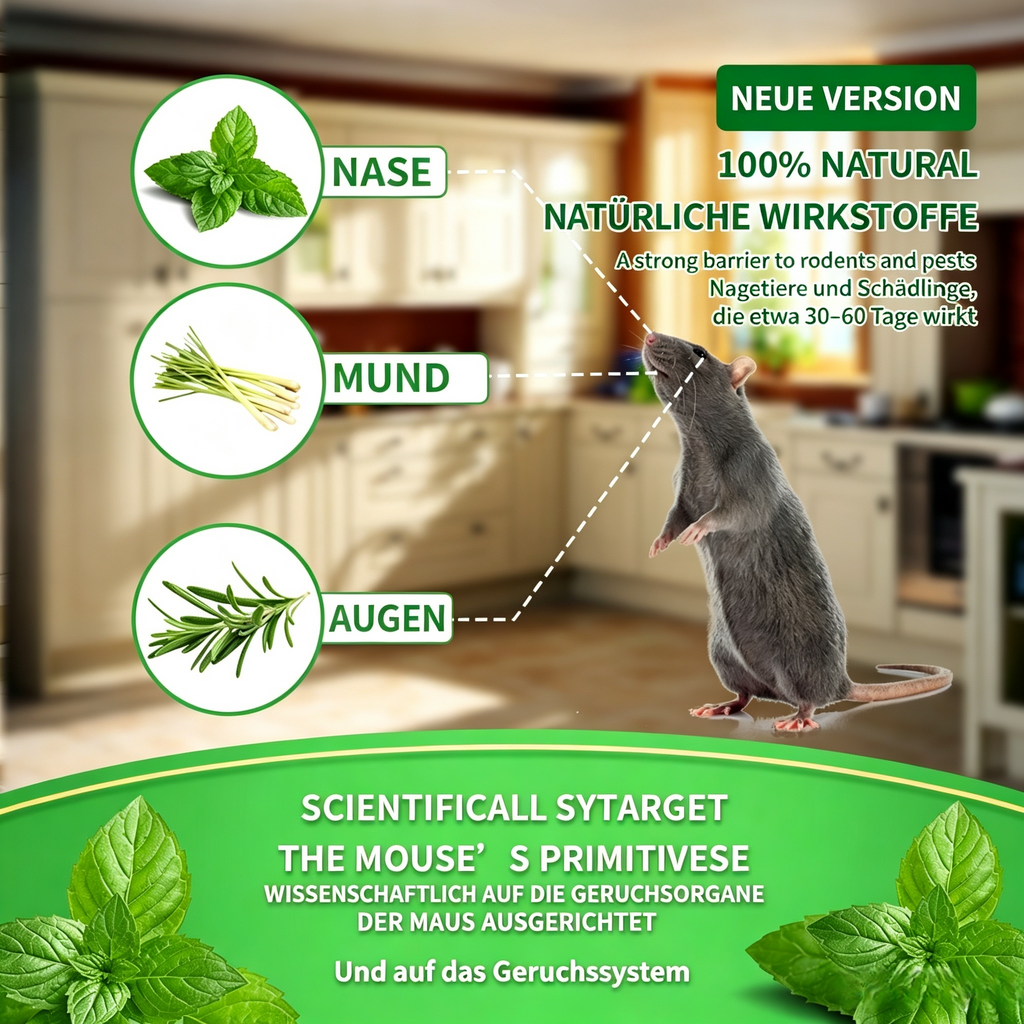 2-teiliges Set Mausabwehrkugeln mit Natürlicher Pflanzenformel – 100% Pflanzliches Nagetier-Repellent gegen Mäuse & Ratten, 30–60 Tage Schutz für Haus, Auto, Garage & Garten