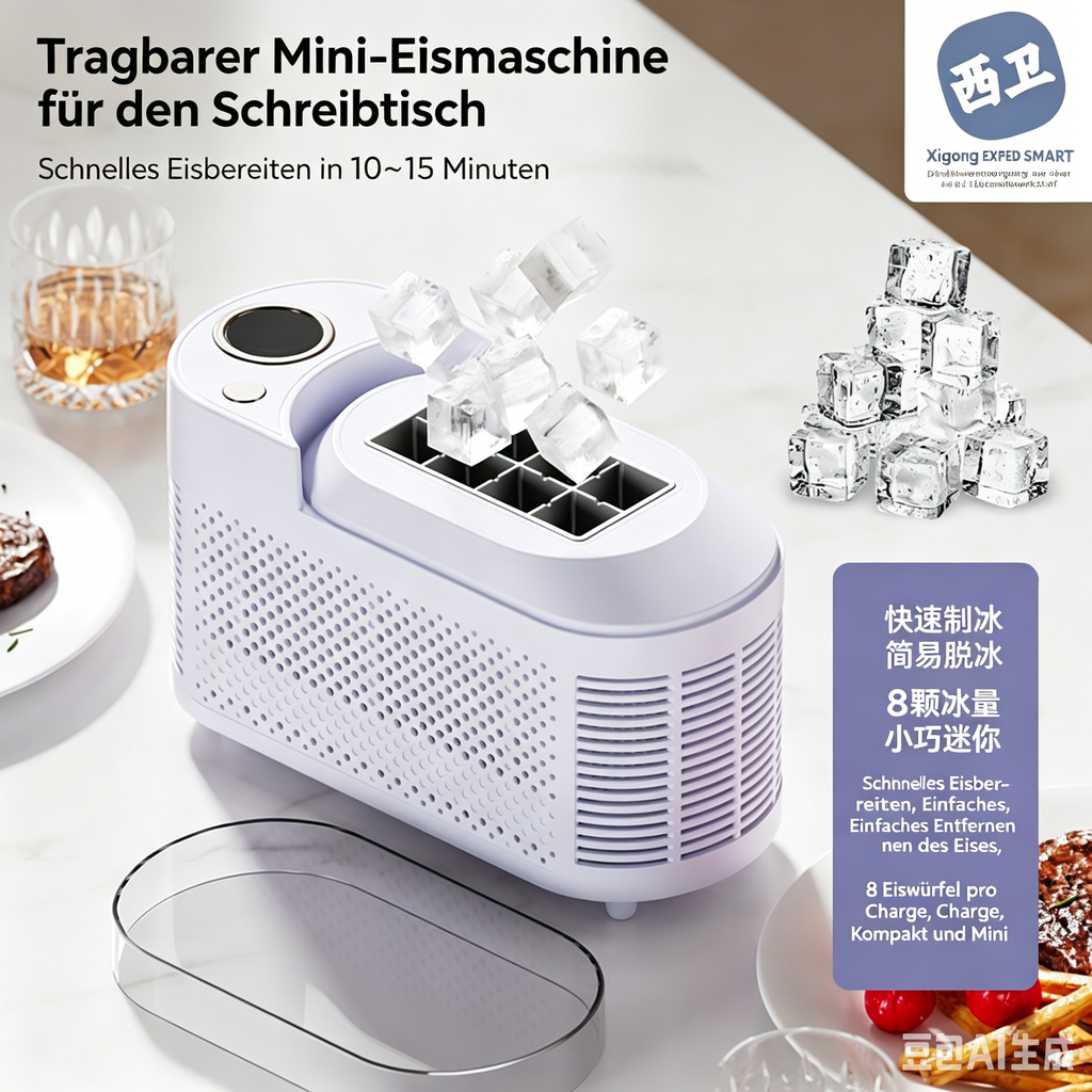 Mini-Eiswürfelmaschine für Zuhause & Büro: Kompakter Eisbereiter für schnelle Eiswürfel