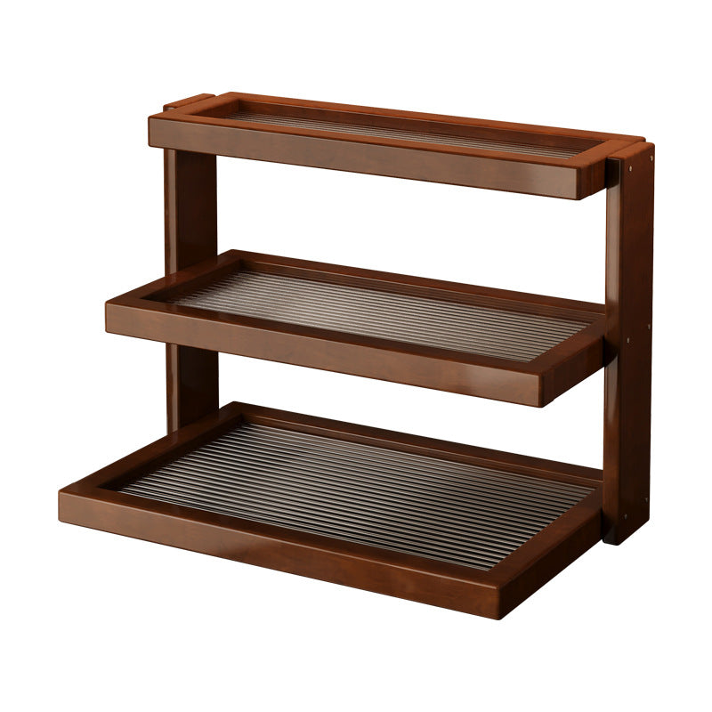 Mehrstöckiges Schreibtisch-Regal aus Holz & Metall – Vertikaler Tassenhalter & Organizer für das Büro – Platzsparendes Küchenregal für Tee & Kaffee – Stabiles Display-Ständer