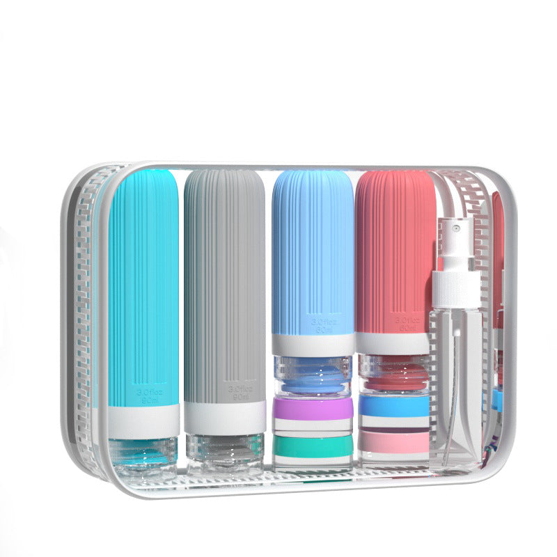 Auslaufsicheres Reiseflaschen Set aus Silikon: 4-in-1 Kosmetikbehälter für Shampoo & Duschgel