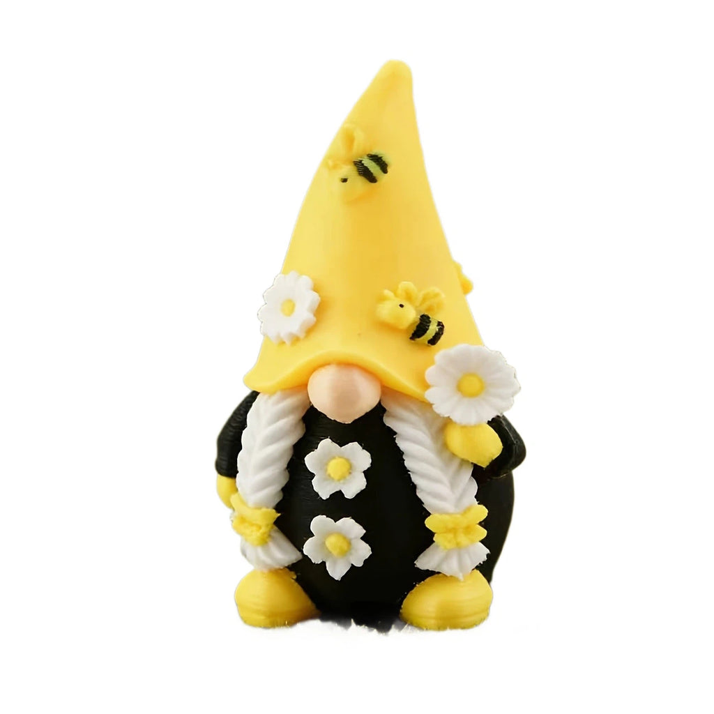 4er-Set Bienen-Wichtel Figuren – Niedliche Gartenzwerge im Bienen- & Blumen-Design, Miniatur Deko-Gnome aus Harz für Garten, Balkon, Blumenkübel & Tischdeko