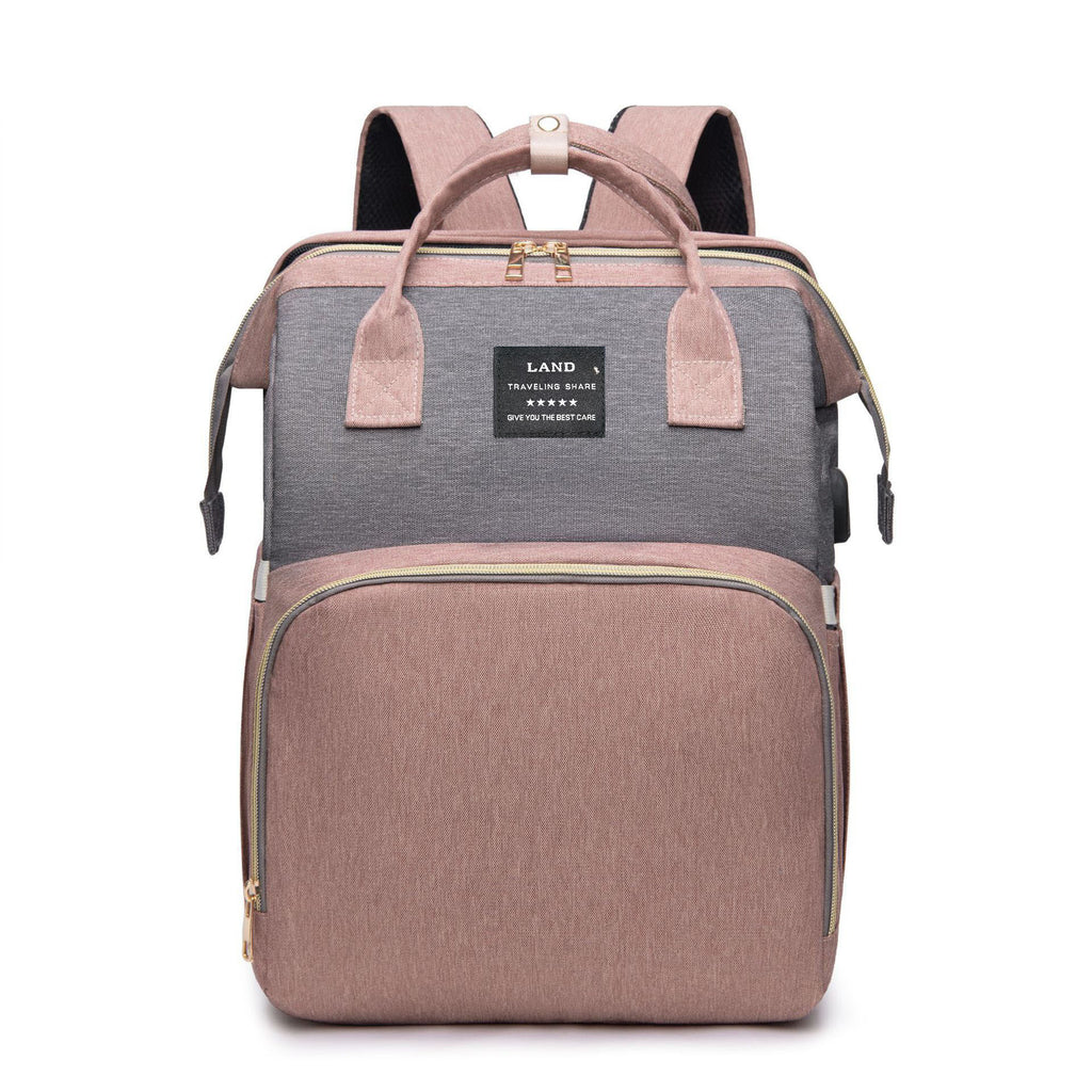 Multifunktionaler Wickelrucksack mit faltbarem Babybett Große Wickeltasche mit isoliertem Flaschenfach Tragbares Reisebett und Mami Rucksack für unterwegs