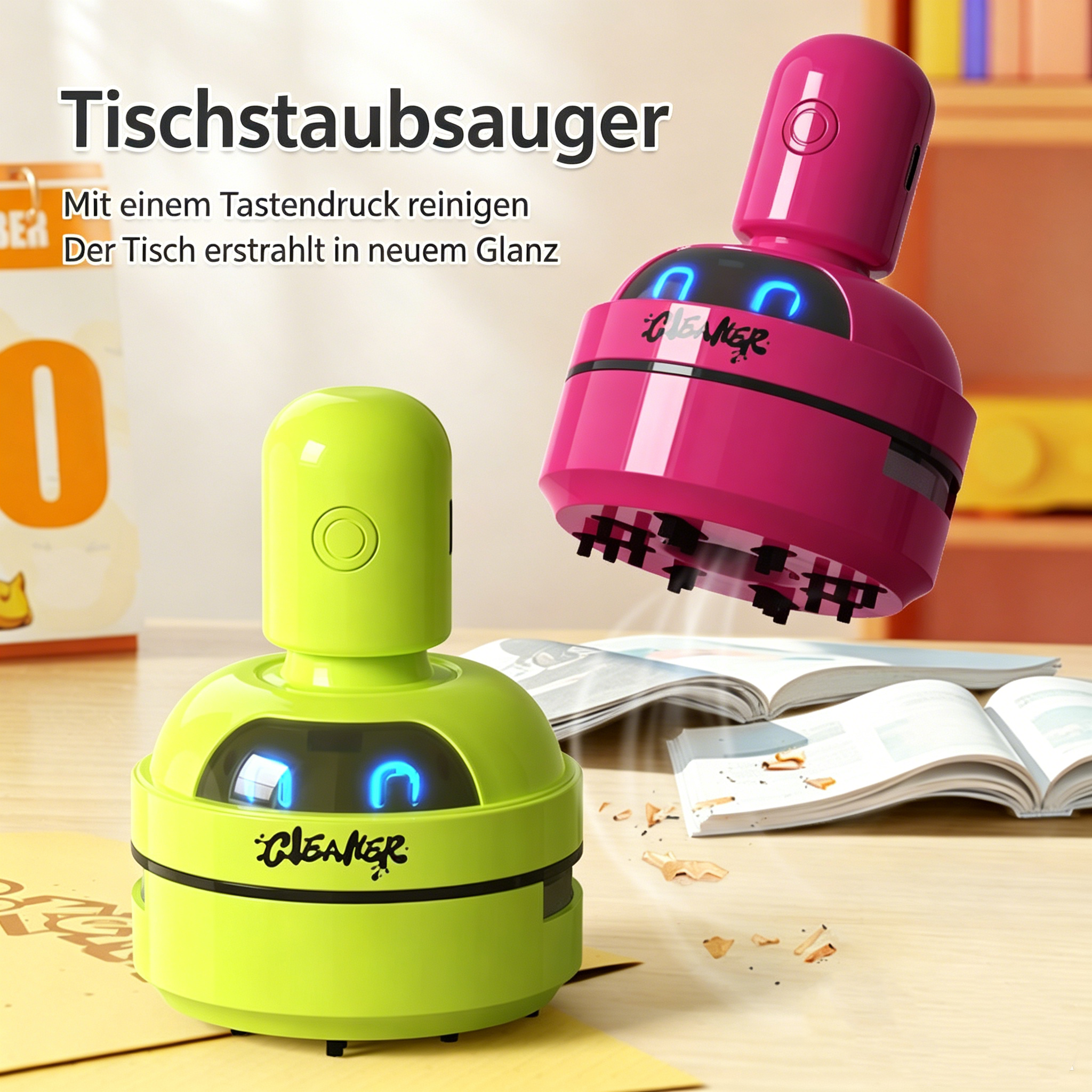 Mini Tischstaubsauger für Kinder: Niedlicher Krümelsauger für Radiergummireste & Tastatur
