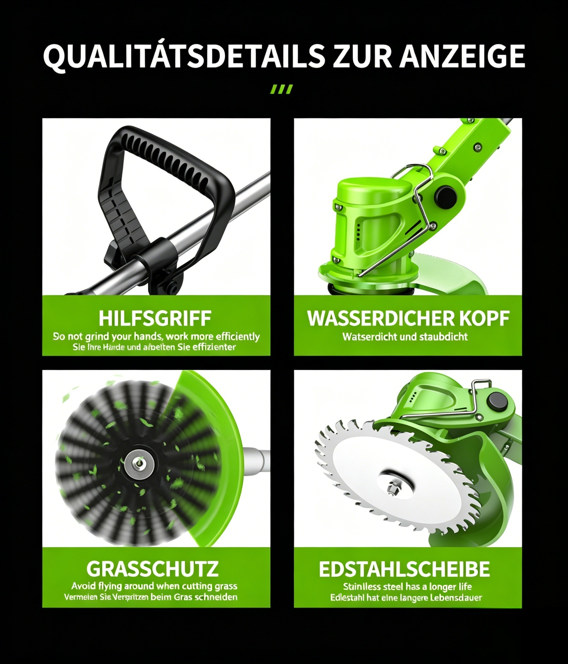 12V Akku Rasentrimmer Set für den Garten: Rasenkantenschneider mit 2 Akkus & Ladegerät