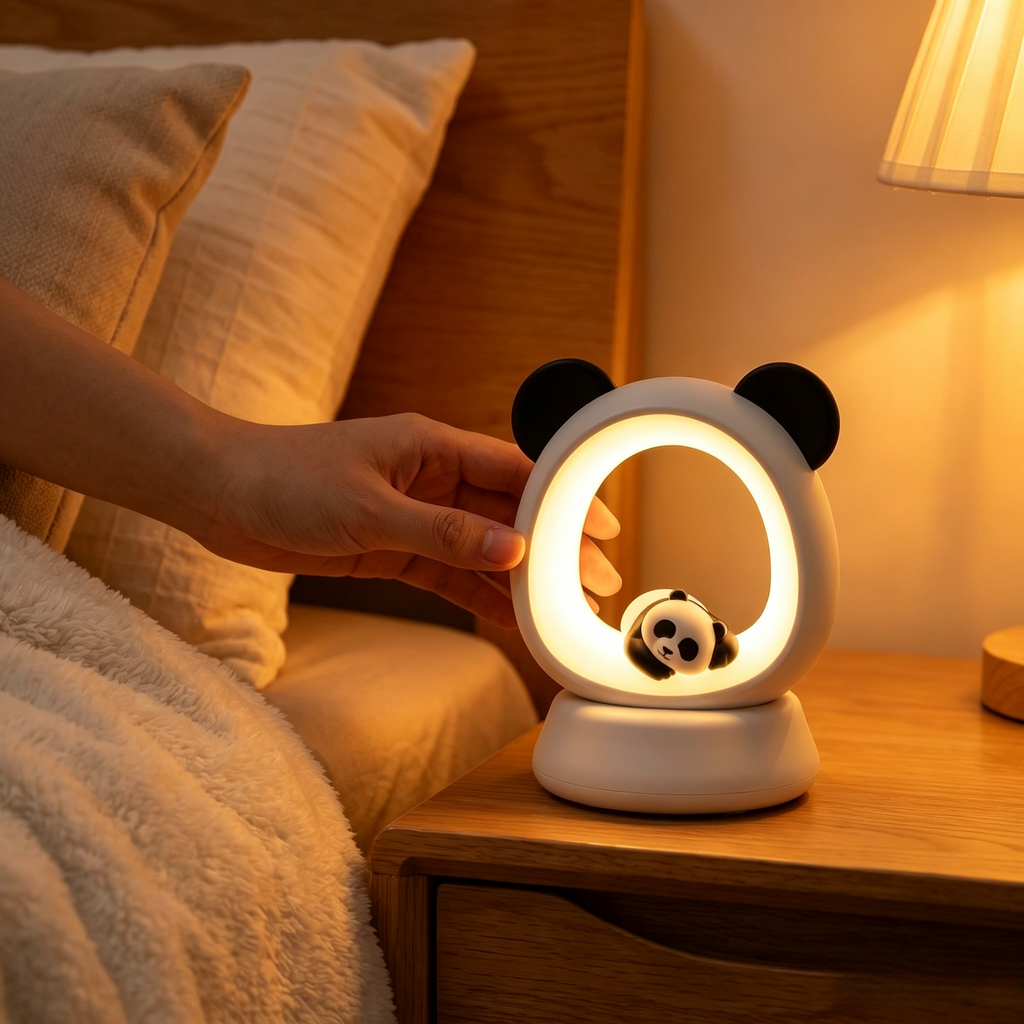 Panda Nachtlicht für Kinder & Erwachsene – Dimmbare LED Tischlampe mit 2000 mAh Akku, Sanftes Schlummerlicht, Perfekte Geschenkidee für Geburtstag & Weihnachten