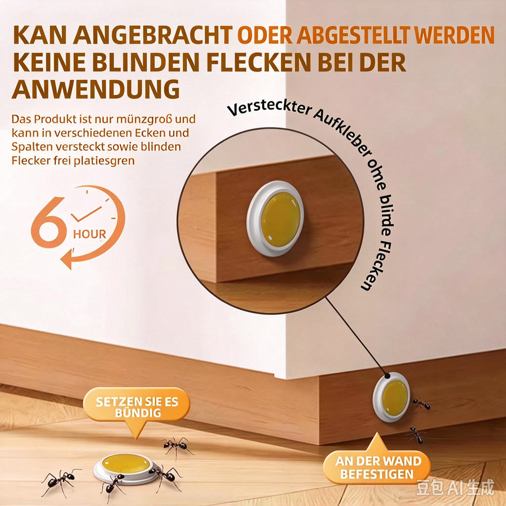 Ameisen-Köder Dose 10 Stück – Starkes Ameisengift mit Indoxacarb (0,1%), Effektiv gegen Rote Feuerameisen & Hausameisen, Nestwirkung für Innen & Außen