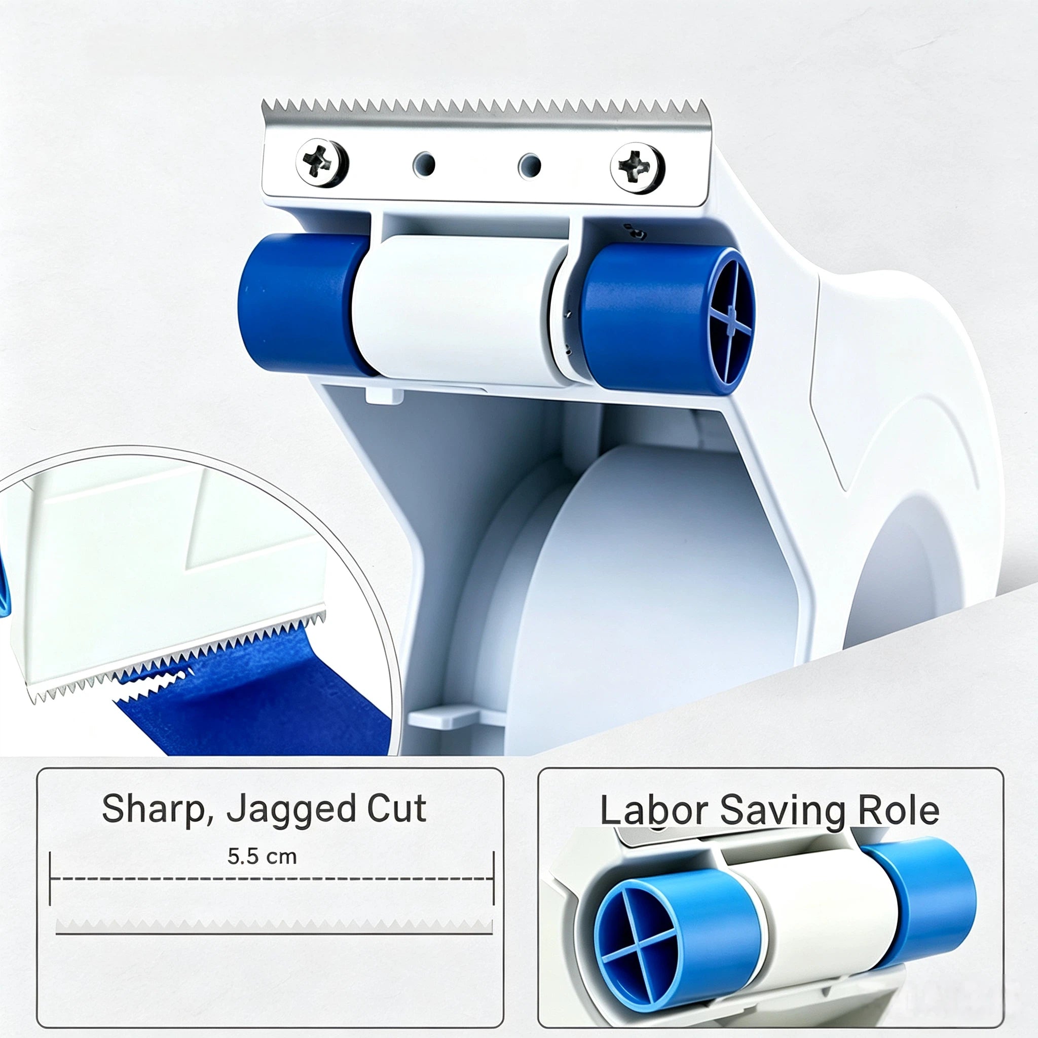 Malerband Abroller Set – Präziser Tape Applikator mit Scharfer Abrisskante (5,5 cm) & Anpressrolle –