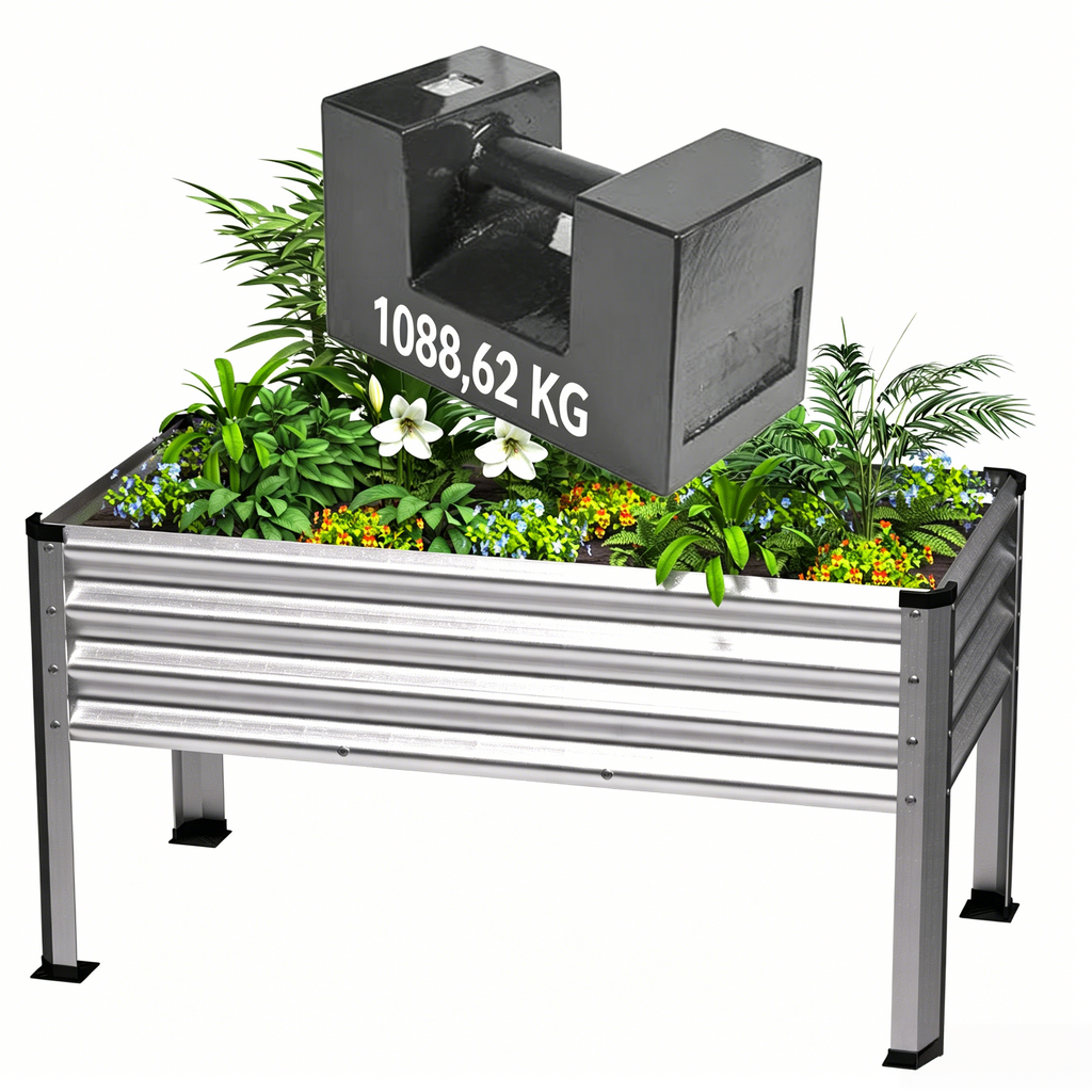 Hochbeet Metall verzinkt für Gemüse: Stabiler Pflanzkasten für Garten, Terrasse & Balkon