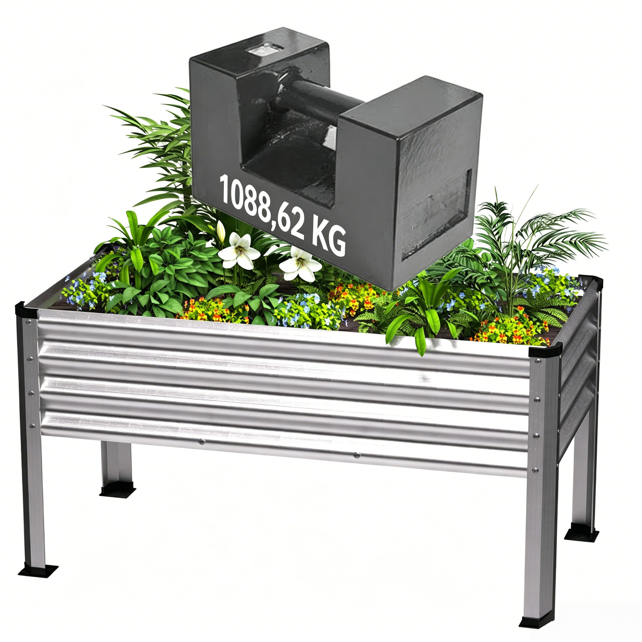 Hochbeet Metall verzinkt für Gemüse: Stabiler Pflanzkasten für Garten, Terrasse & Balkon