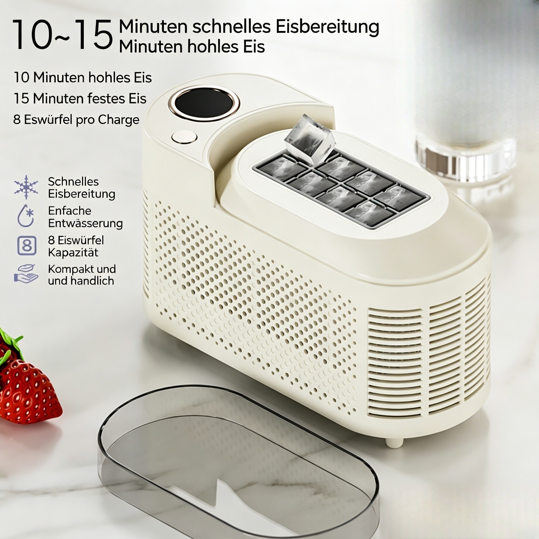 Mini-Eiswürfelmaschine für Zuhause & Büro: Kompakter Eisbereiter für schnelle Eiswürfel