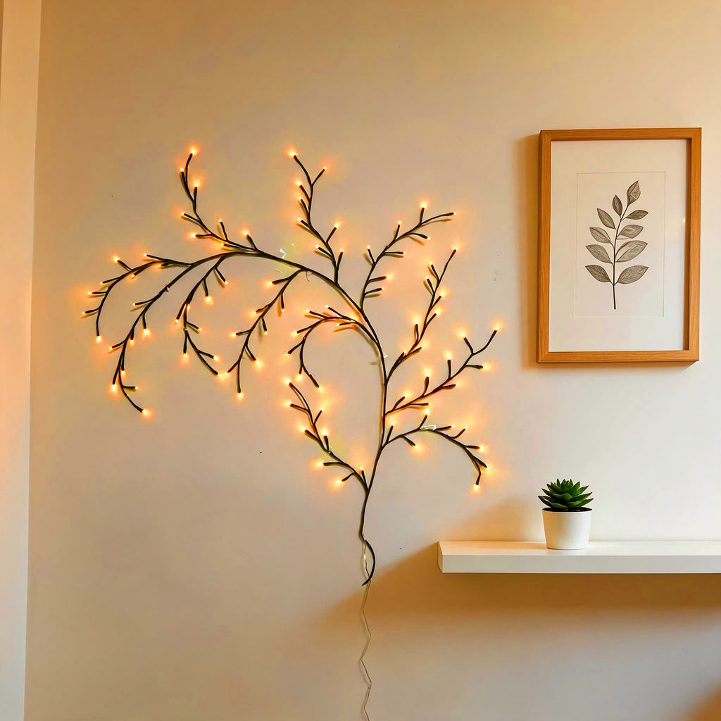 2,3m LED Weidenzweig Lichterkette mit Fernbedienung – 144 LEDs Weidenzweig Lampe mit 8 Modi & USB, Biegbare Wanddeko Lichterkette für Schlafzimmer, Wohnzimmer & Festdeko