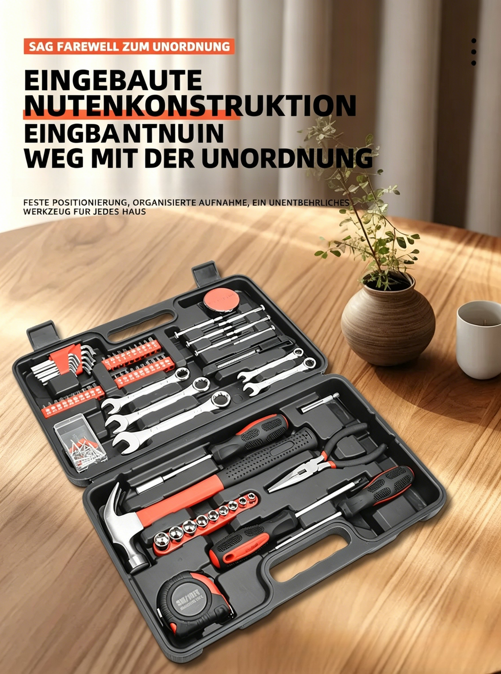 146-teilig Werkzeugkoffer aus Chrom-Vanadium-Stahl: Universal Werkzeug-Set für Haushalt & Kfz