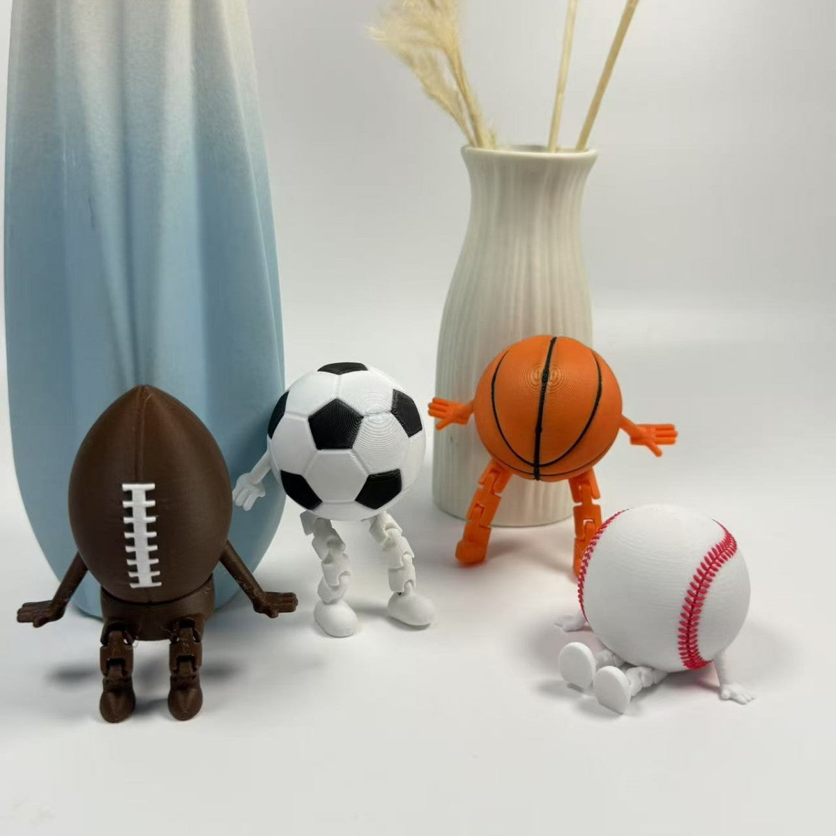 6er Set Sport-Figuren "Sitzende Bälle" – Kreative Deko für Fußball, Basketball, Golf & Mehr – Lustige Kantenhocker für Regal & Schreibtisch – Ideales Geschenk für Sportfans